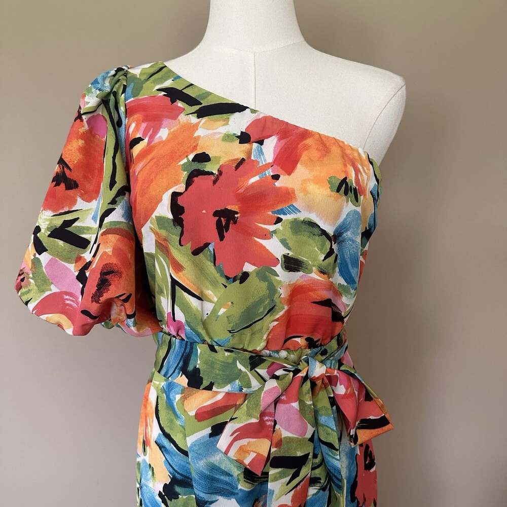 Show Me Your Mumu XS Standout One Shoulder Maxi Dress Mimosa Fiesta Ruffle Garde - Picture 4 of 8